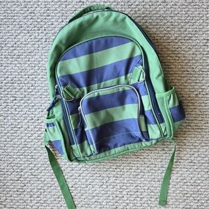 Pottery Barn Large Kids Green and Blue Striped Backpack